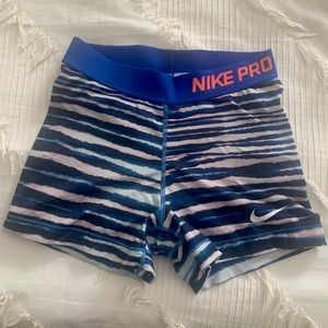 Nike Pro Orange and Blue Spandex Shorts